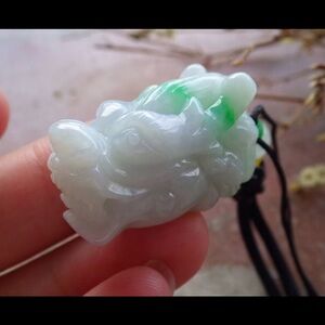 Certificate Jadeite Jade Hand Carved feng shui Dragon Head Pendant